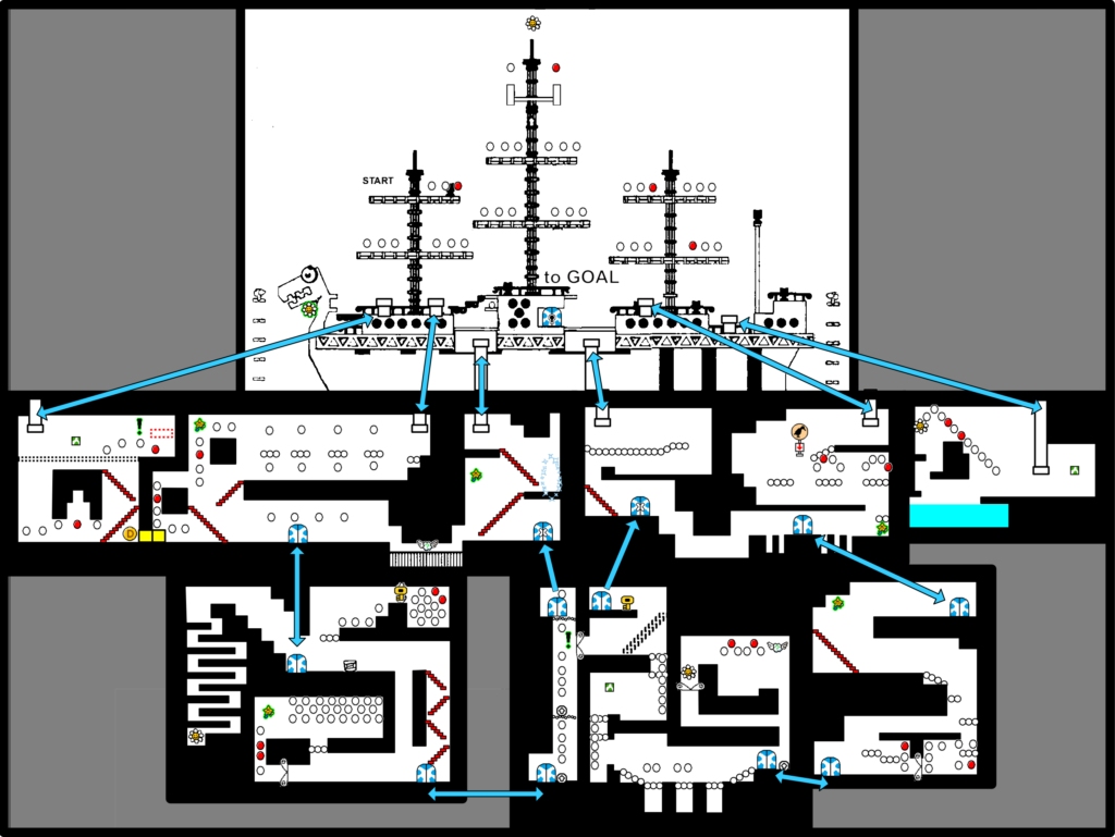 Yoshi's island DS MAP: World 3-4 Bessie Bass's Battleship- 地図付きステージガイド ...
